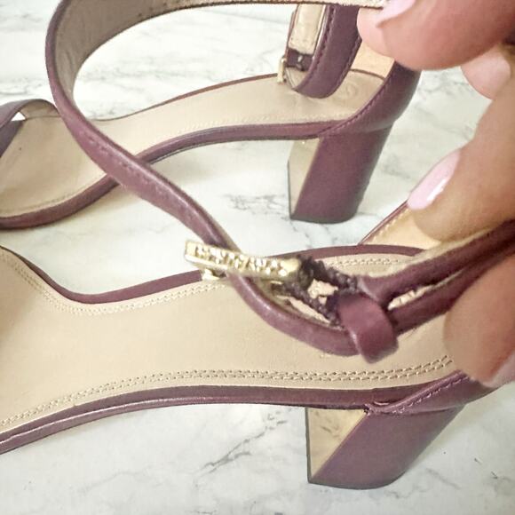 Tory Burch Cecile Maroon Leather Ankle Strap‎ Block Heel Sandals women’s size 11 - Picture 13 of 14